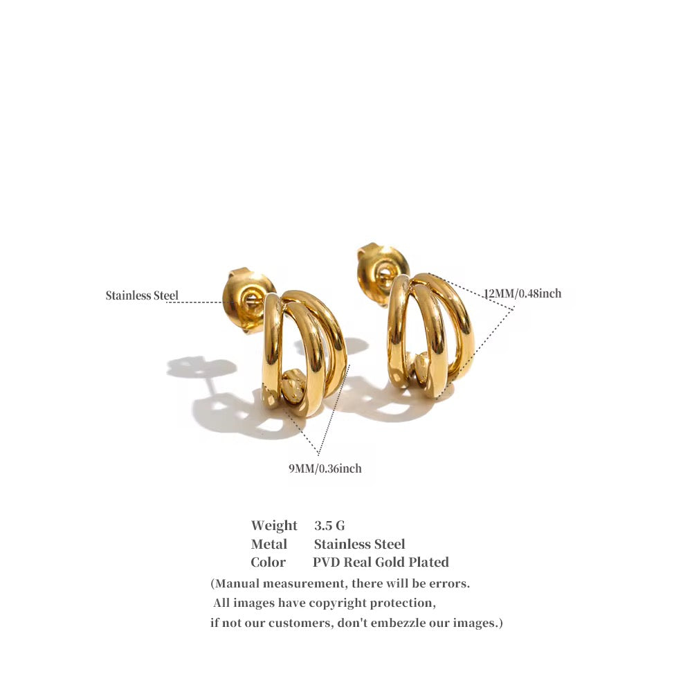 Trio Orbit Huggie Earrings