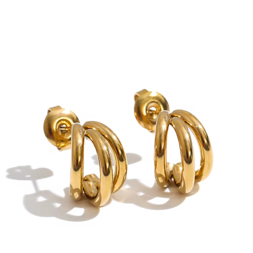 Trio Orbit Huggie Earrings