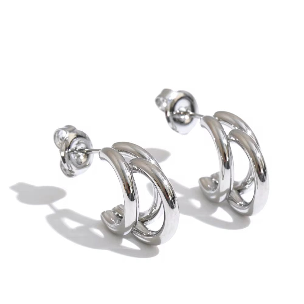 Trio Orbit Huggie Earrings
