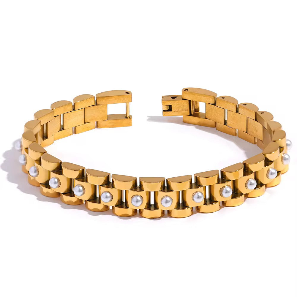 Pearl Edge Link Bracelet