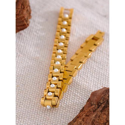 Pearl Edge Link Bracelet