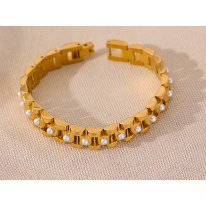 Pearl Edge Link Bracelet