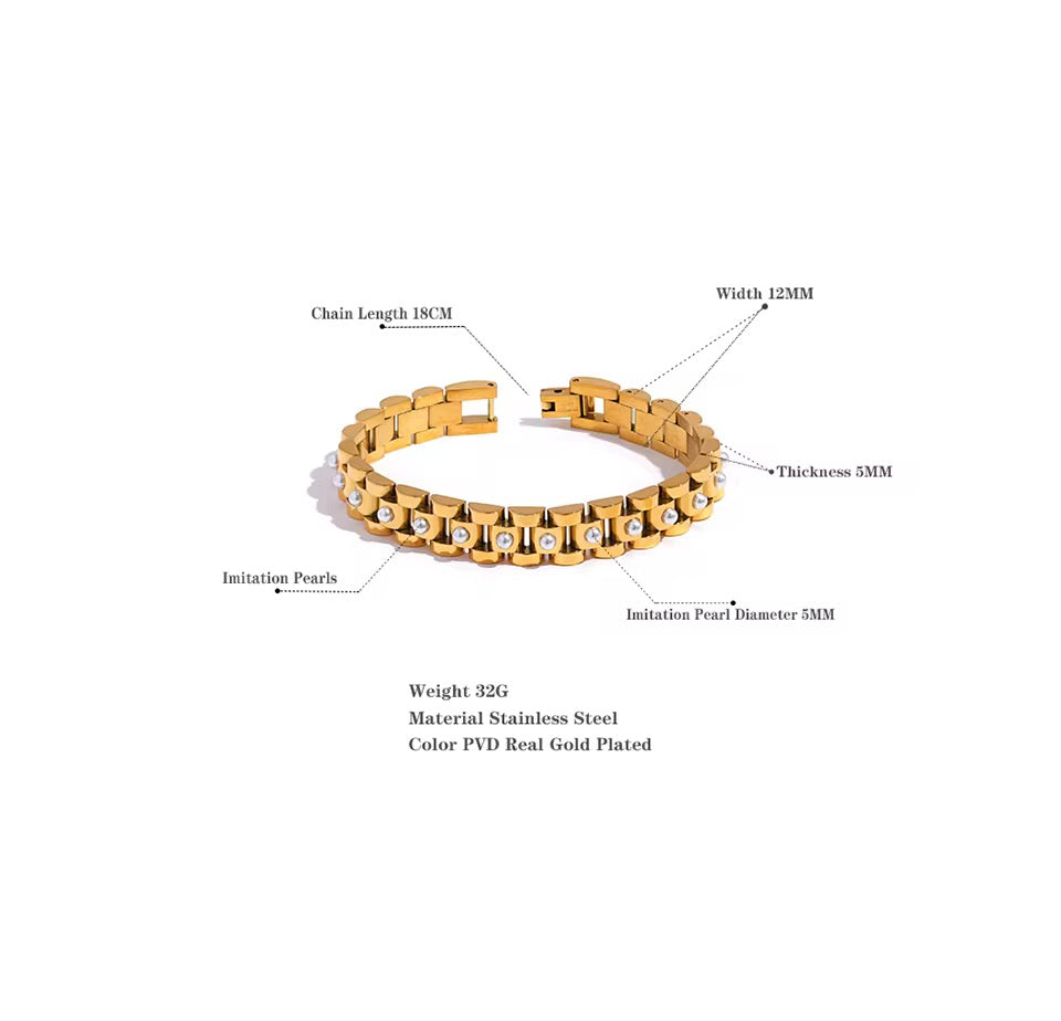 Pearl Edge Link Bracelet