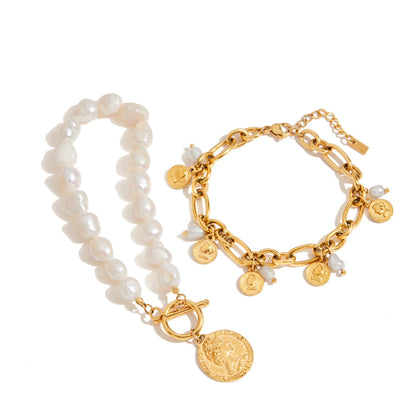 Regalia Pearl Coin Bracelet