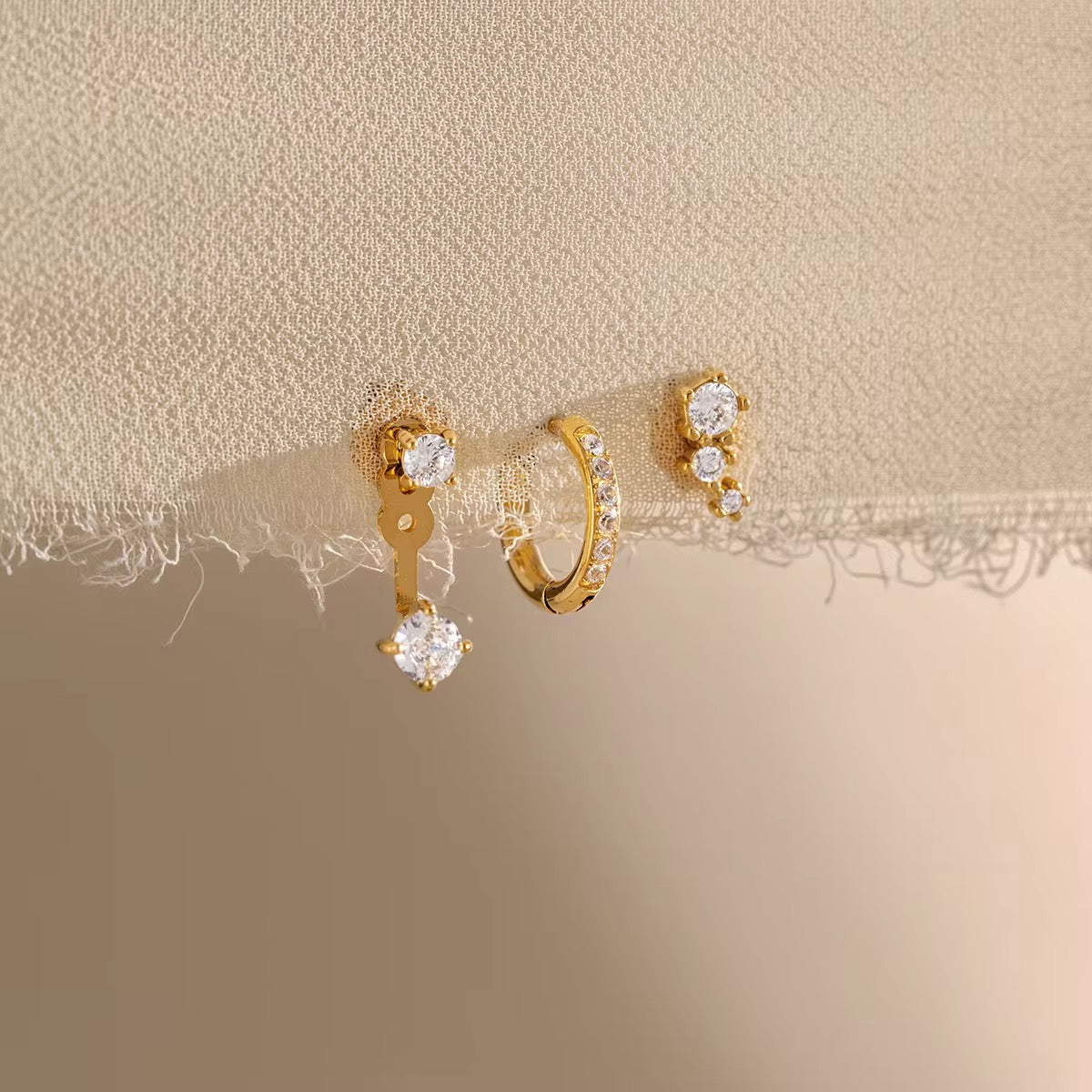 Crystal Trio Earring Set