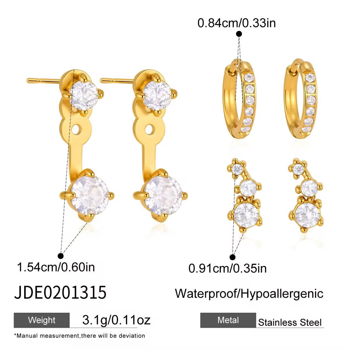 Crystal Trio Earring Set