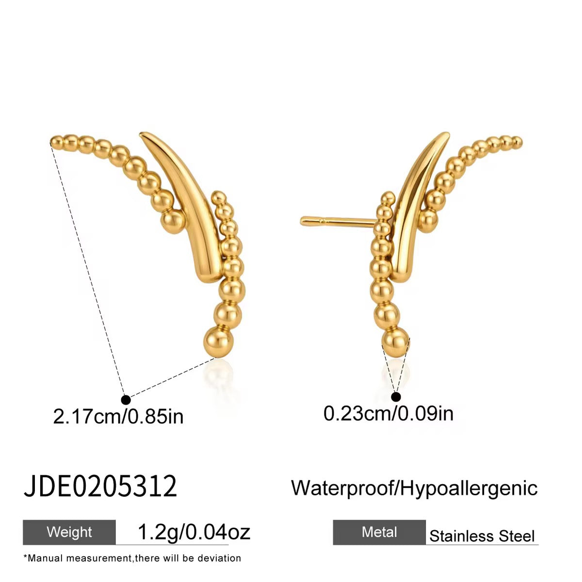 Sculpted Beaded Cuff Earrings
