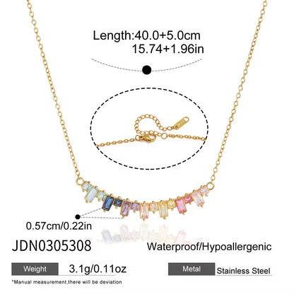 Rainbow Gemstone Bar Necklace