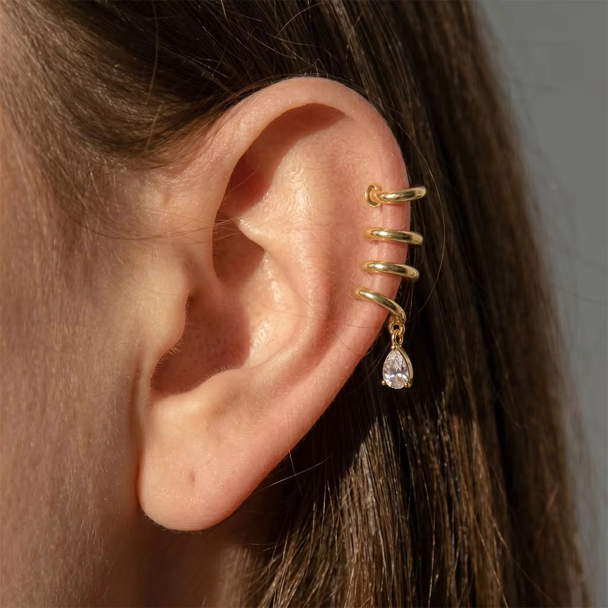 Crystal Spiral Ear Cuff