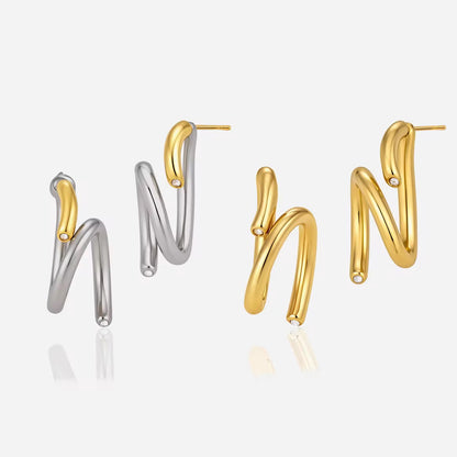 Sculpted Wave Gold Earrings