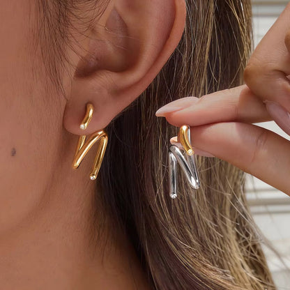 Sculpted Wave Gold Earrings
