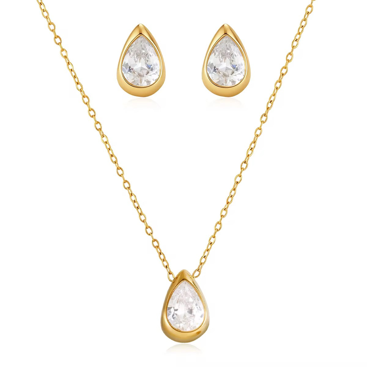 Teardrop Crystal Gold Earrings