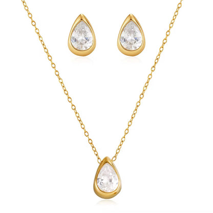 Teardrop Crystal Gold Earrings