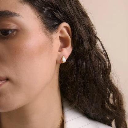 Teardrop Crystal Gold Earrings