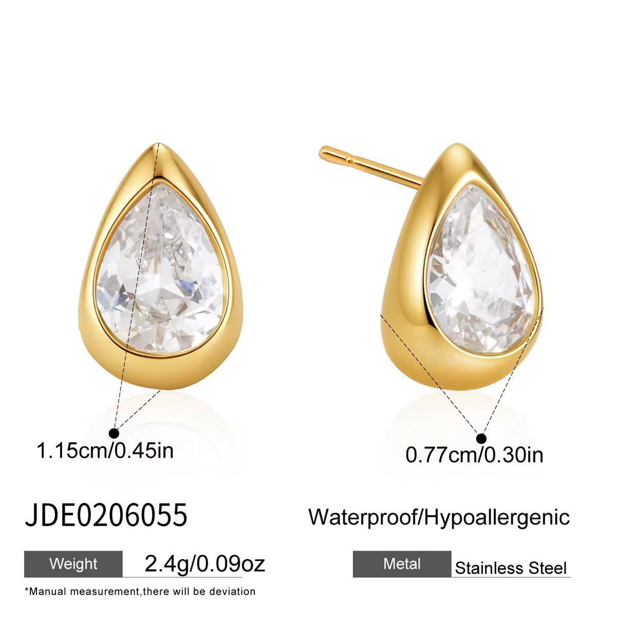 Teardrop Crystal Gold Earrings