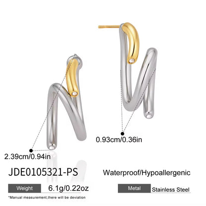 Sculpted Wave Gold Earrings
