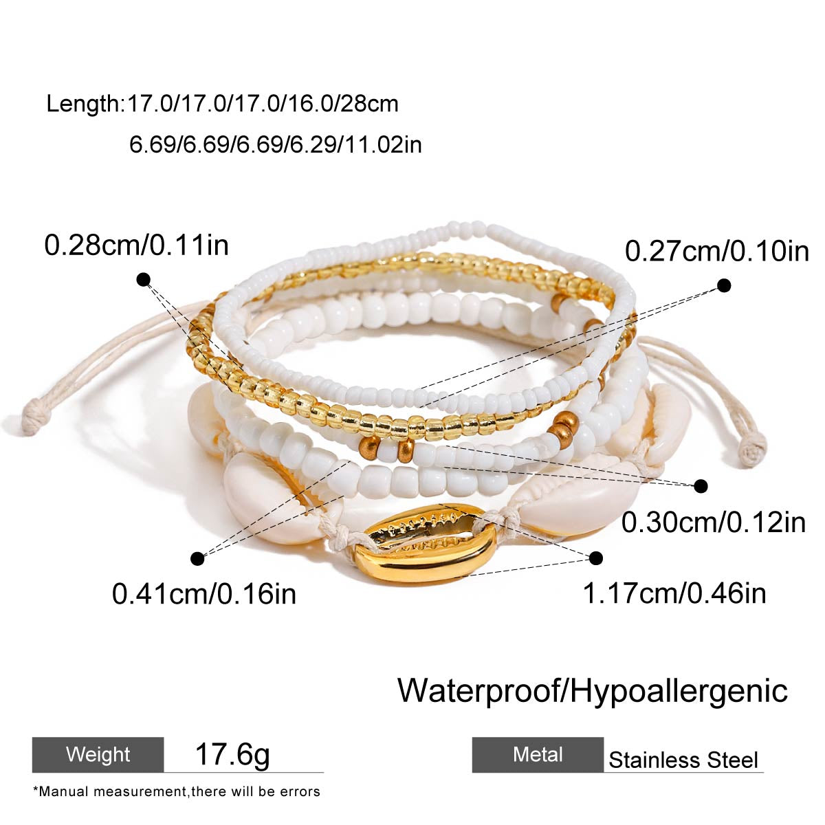 Tidal Cowrie Starfish Layered Anklet Set