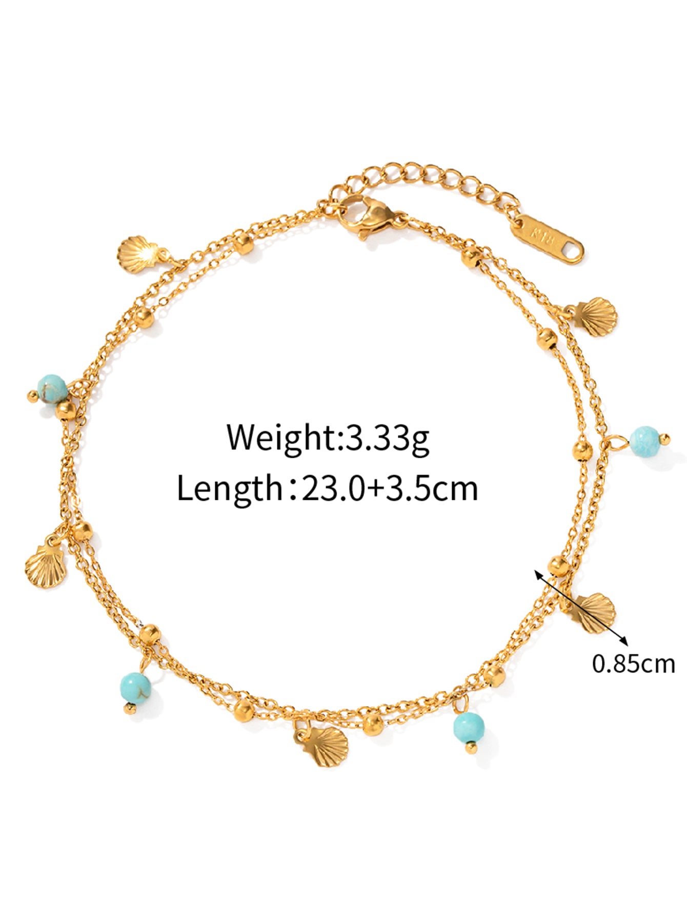 Gold Shell & Turquoise Bead Anklet