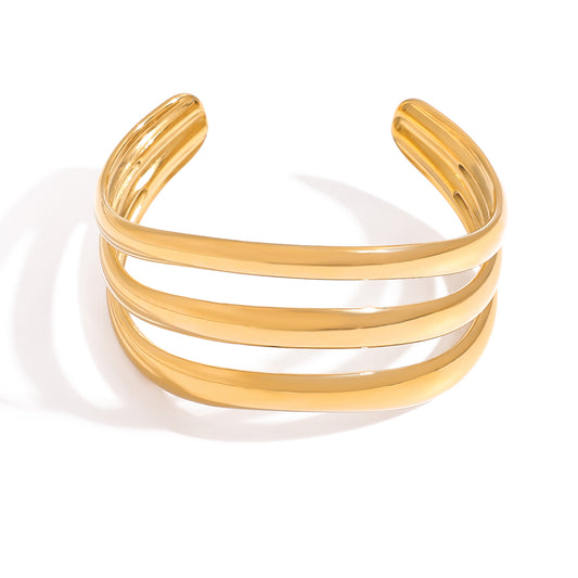 Triple Band Gold Cuff Bracelet
