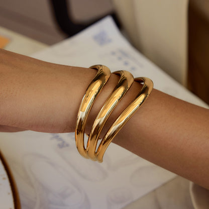 Triple Band Gold Cuff Bracelet