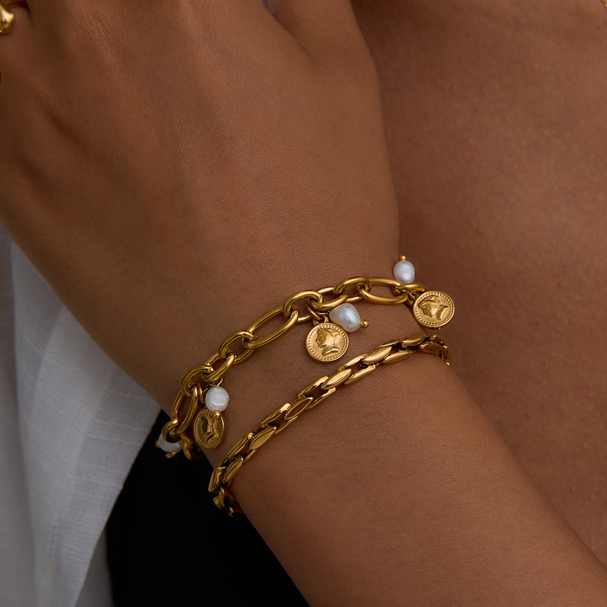Coin Charm Link Bracelet