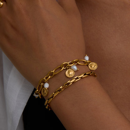 Coin Charm Link Bracelet