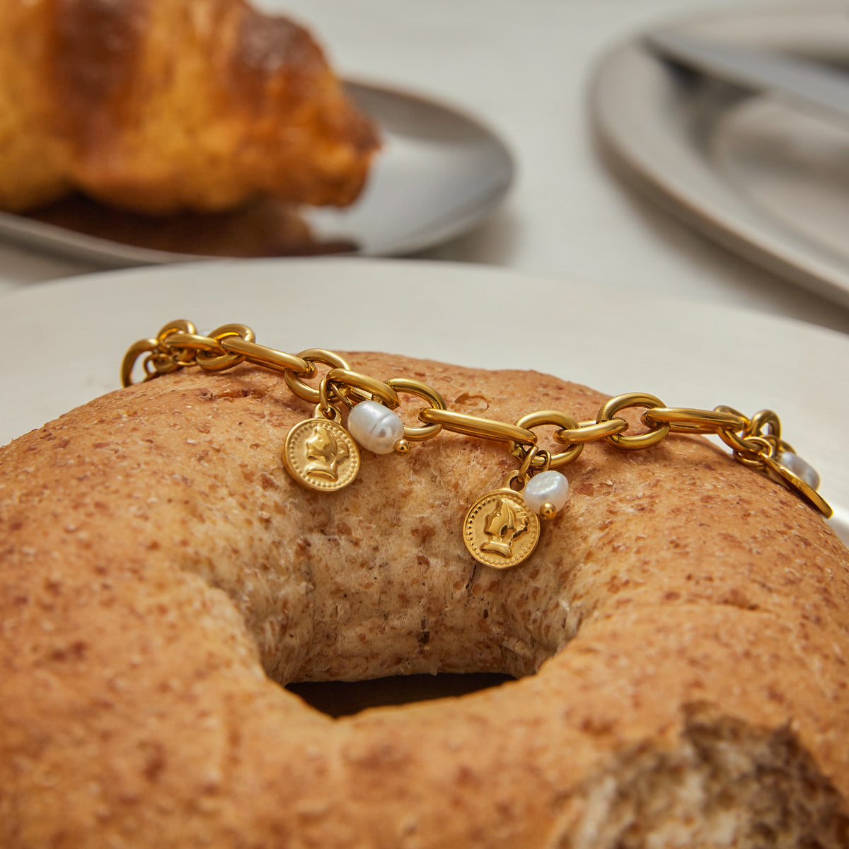 Coin Charm Link Bracelet