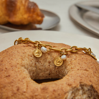 Coin Charm Link Bracelet