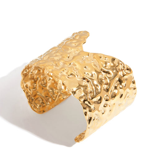 Gold Textured Statement Cuff Bracelet