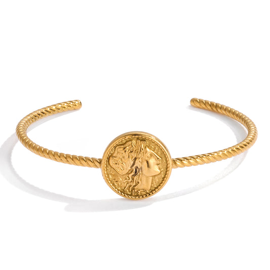 Coin Medallion Rope Cuff