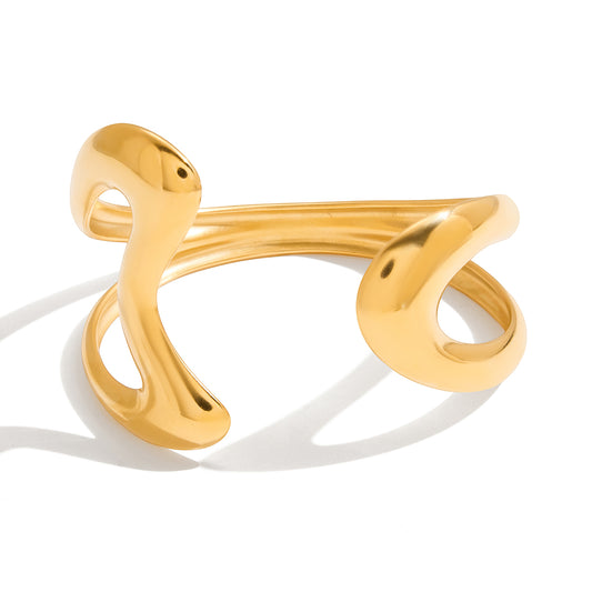 Sculptural Open Gold Bracelet