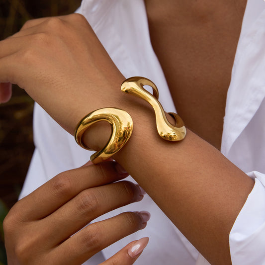 Sculptural Open Gold Bracelet