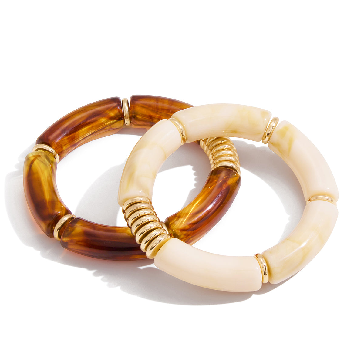 Mediterranean Marble & Amber Bangle Set