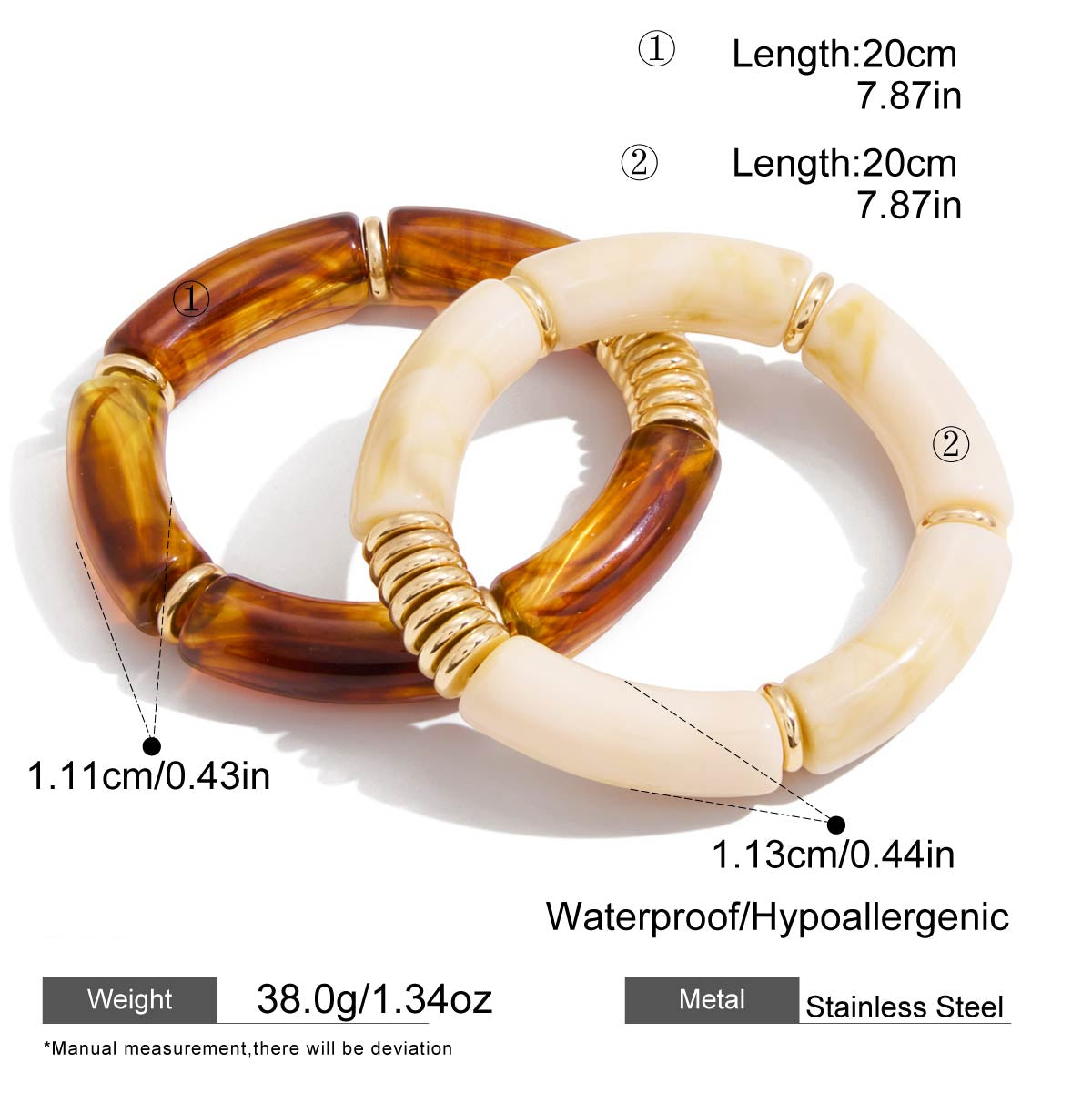 Mediterranean Marble & Amber Bangle Set