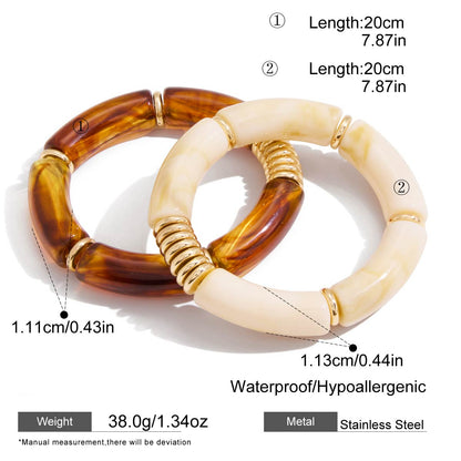 Mediterranean Marble & Amber Bangle Set