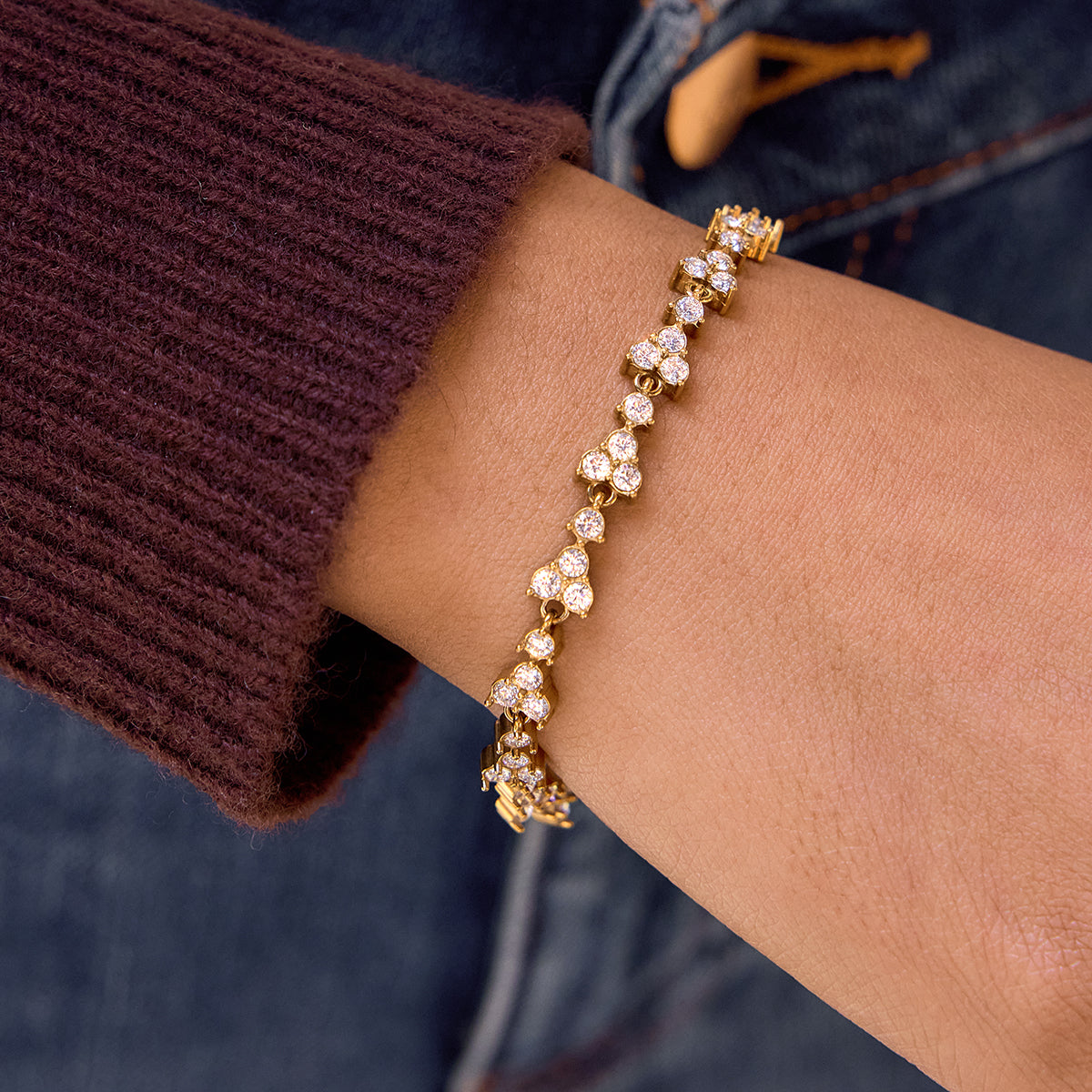 Trifoliate Sparkle Tennis Bracelet