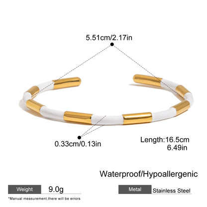 White & Gold Enamel Cuff Bracelet
