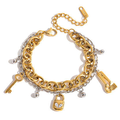 Key & Lock Charm Bracelet