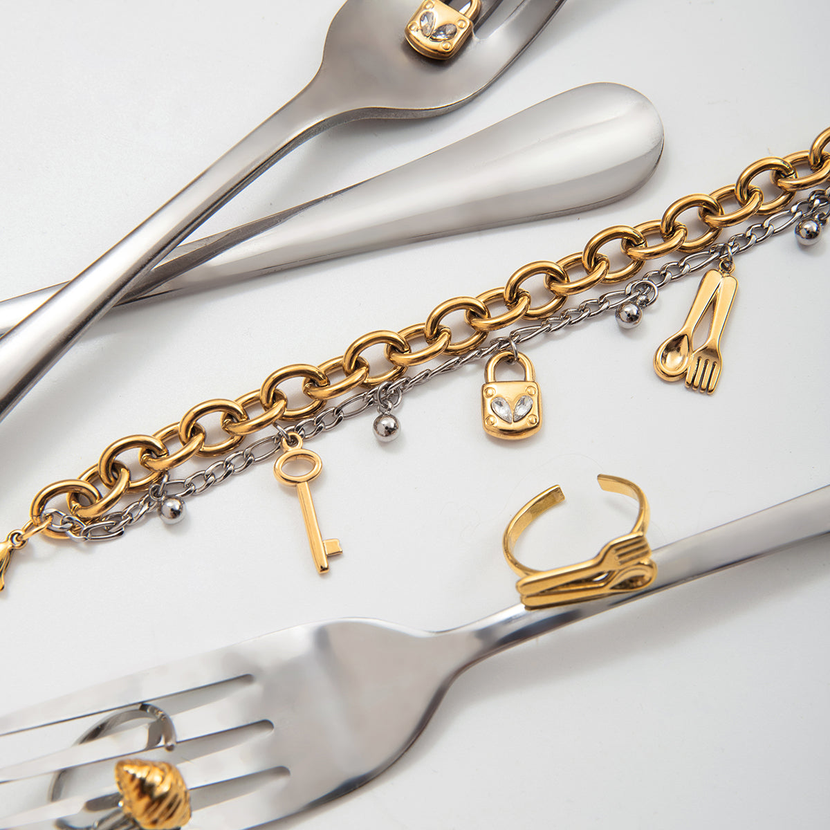 Key & Lock Charm Bracelet