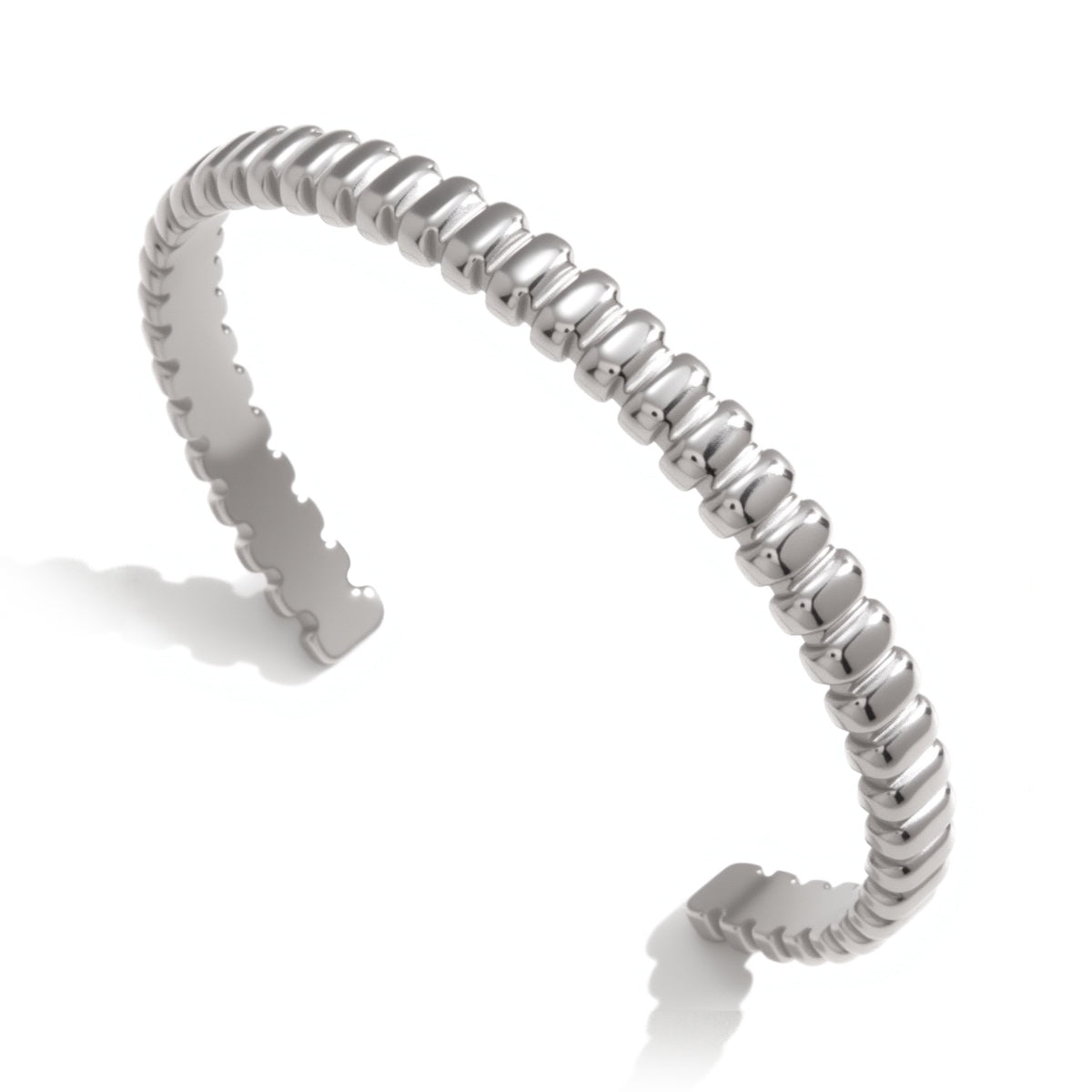 The Silver Sculpted Ribbon Bangle