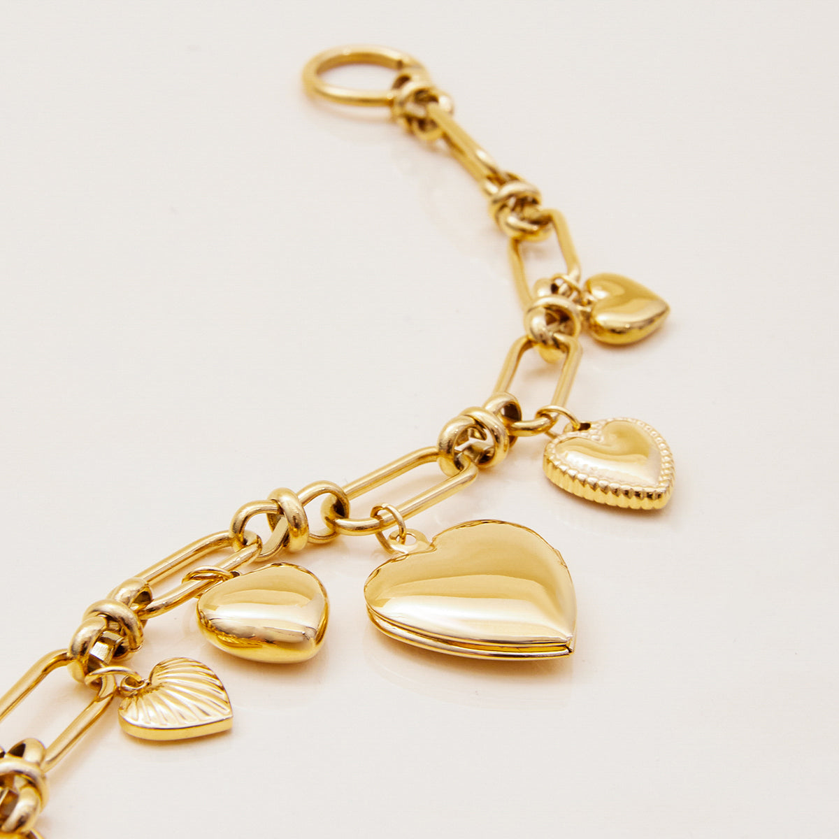 Gold Heart Toggle Charm Bracelet