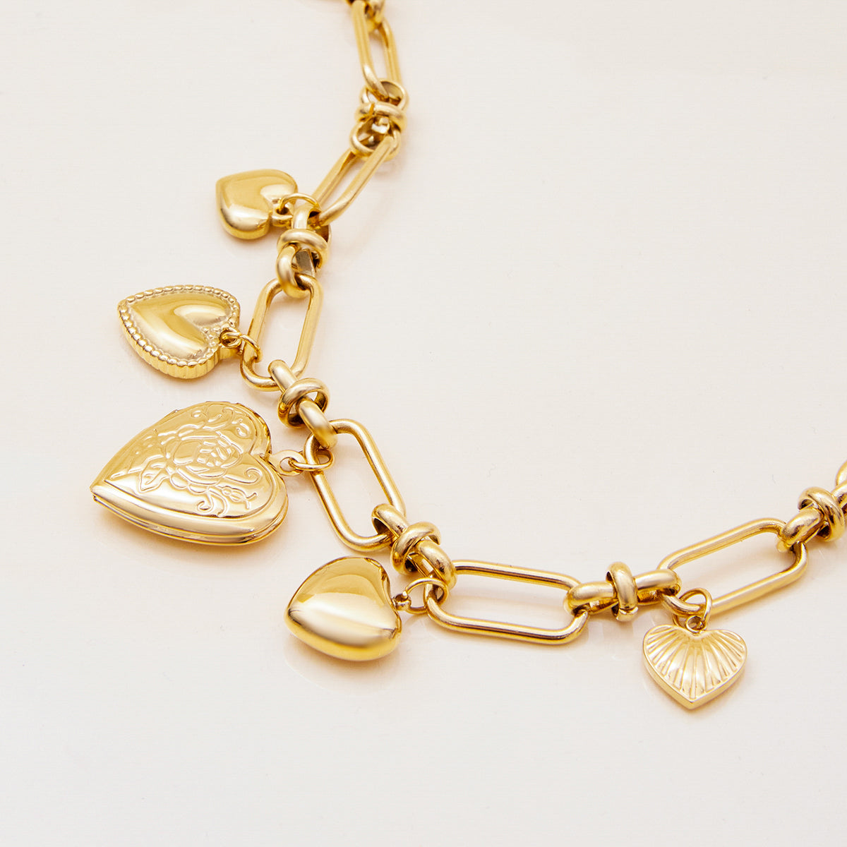 Gold Heart Toggle Charm Bracelet