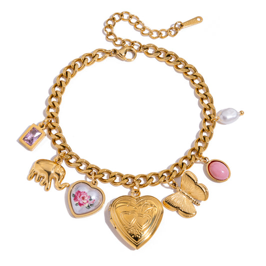 Gold Charm Chain Bracelet