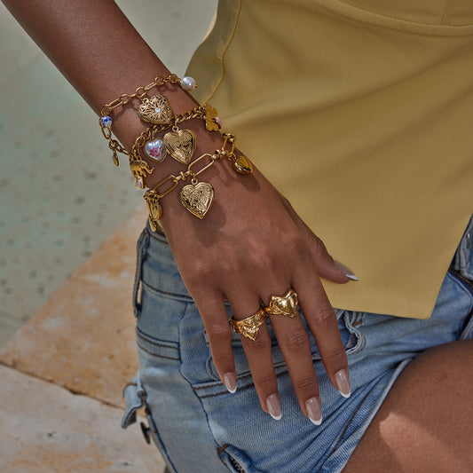 Gold Charm Chain Bracelet