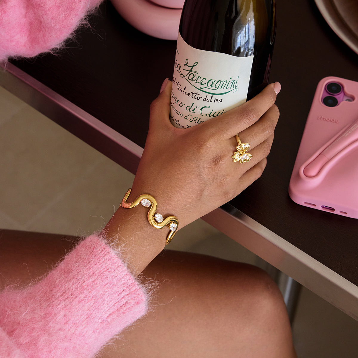 Wave Crystal Cuff Bracelet