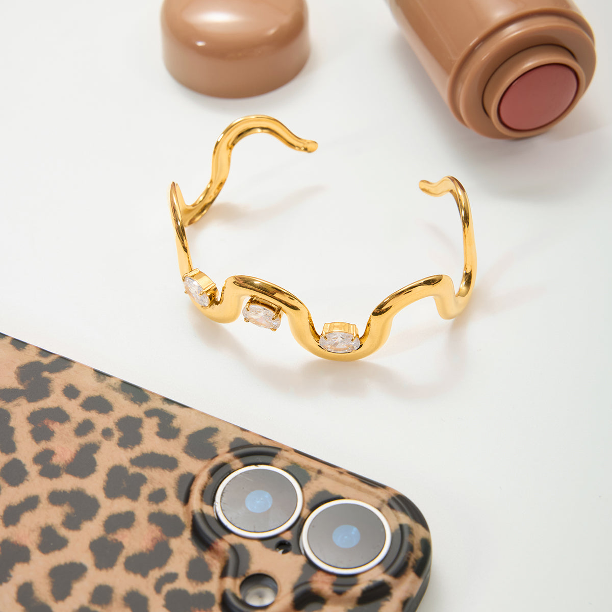 Wave Crystal Cuff Bracelet