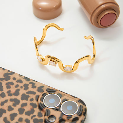 Wave Crystal Cuff Bracelet