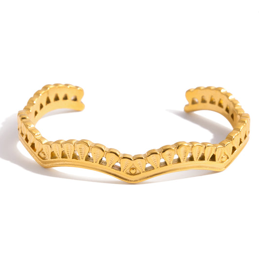 Geometric Pattern Gold Cuff Bracelet