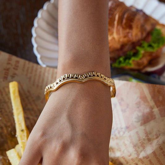 Geometric Pattern Gold Cuff Bracelet