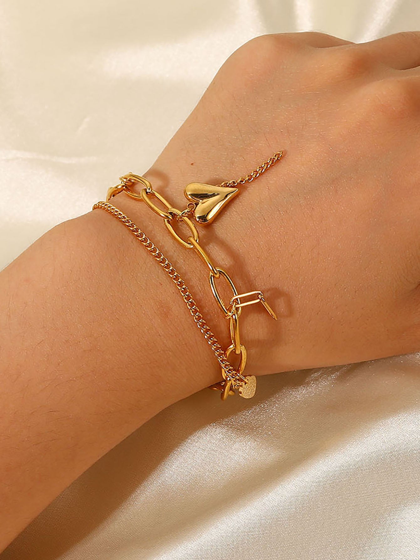 Layered Heart Charm Bracelet